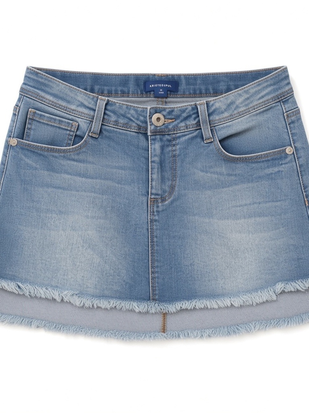 Arizona Denim Mini Skirt With Frayed Hem Size 16